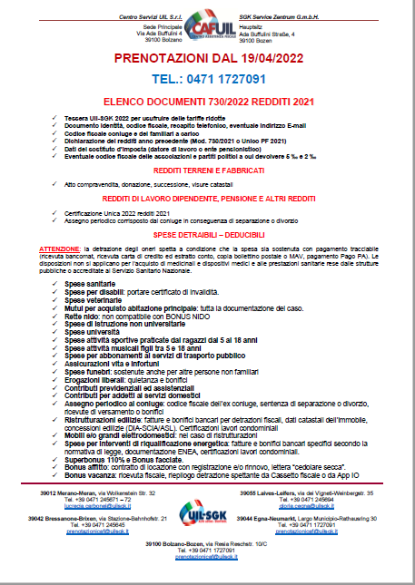 Campagna fiscale 730/2022